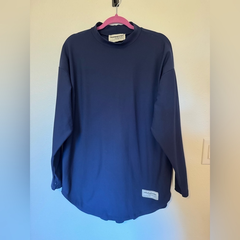 The Giving Movement Long Sleeve Turtleneck Shirt Ribbed Blue Size 2x Unisex Euc — image 4 of 8